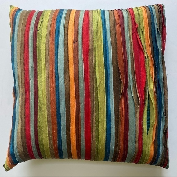 2 Pier 1 Imports Multicolored Stripe Decorative Throw Accent Pillows - Picture 8 of 12